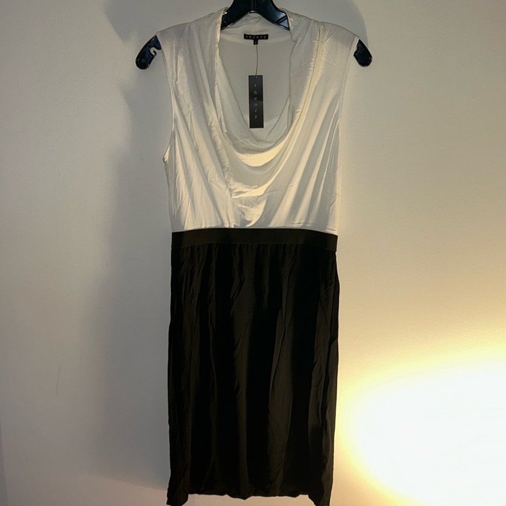 BRAND NEW black and white theory synched waist dress